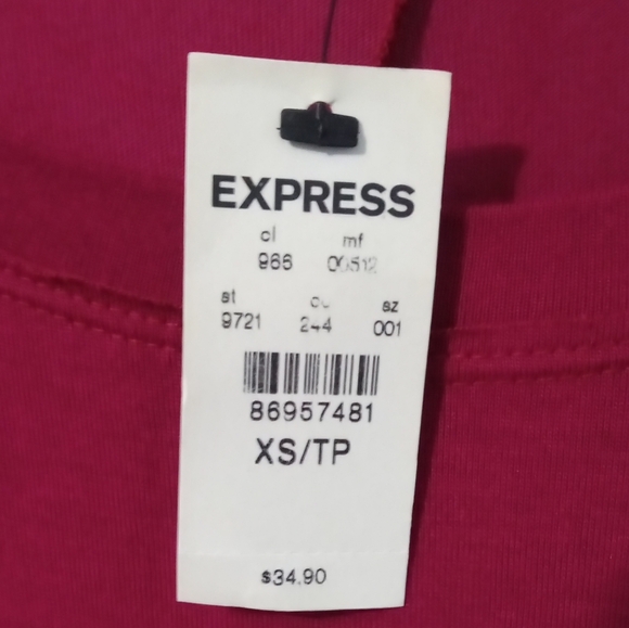 NWT Express hot pink 3/4 sleeve pullover. Size xs - Picture 2 of 3